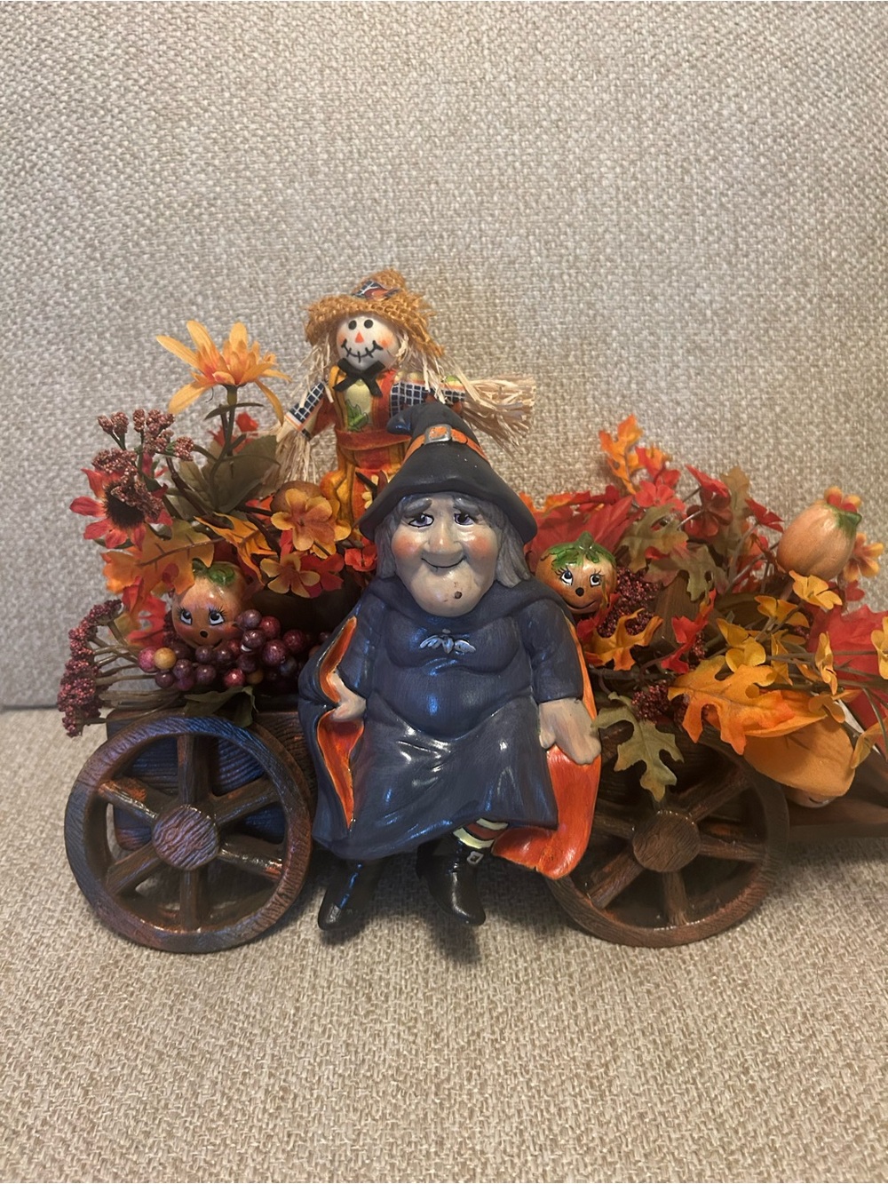 Autumn Witch Figurine Tabletop Centerpiece Decor